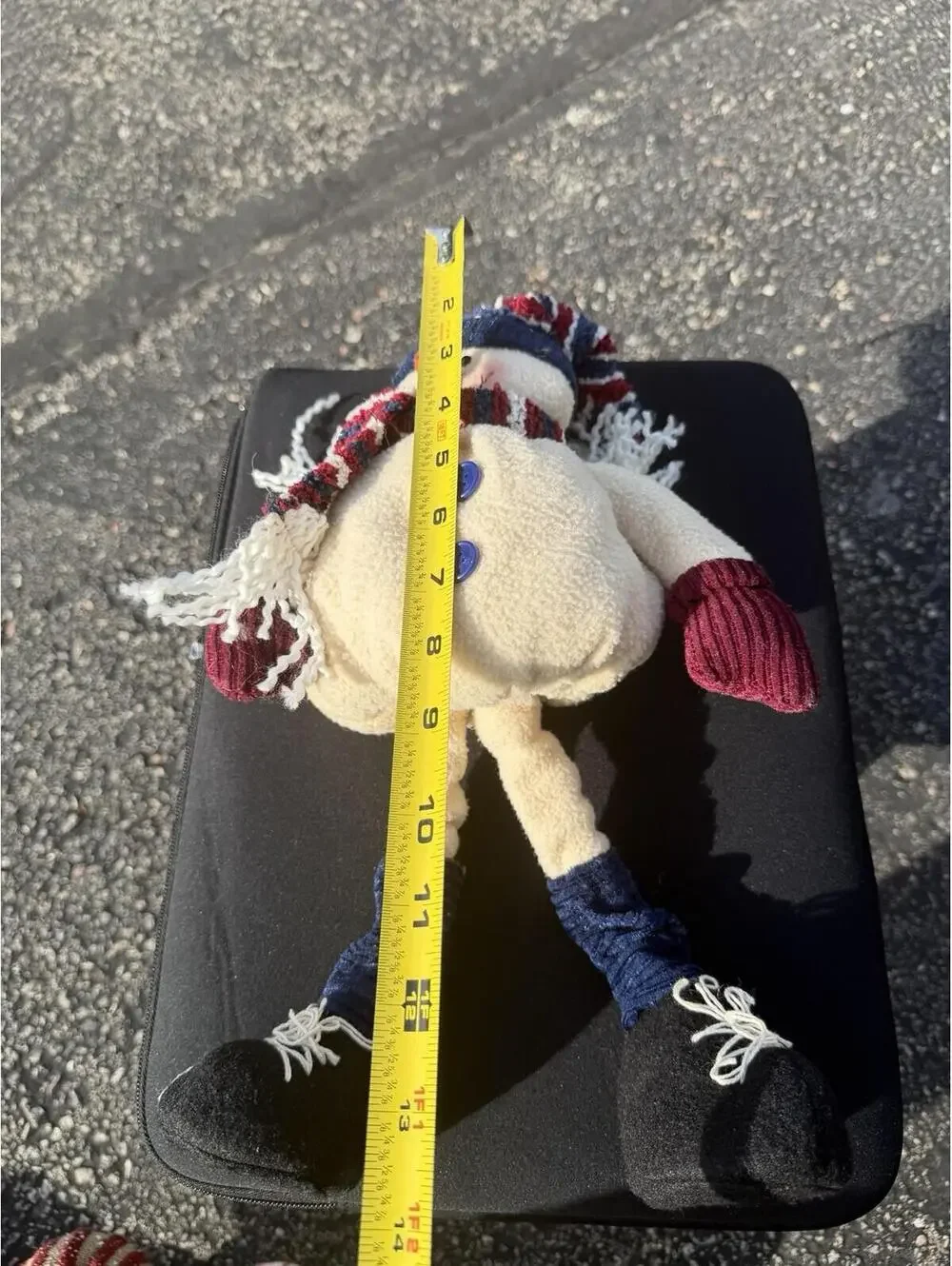 Vintage Plush Snowman Figure Long Legs Winter Christmas Shelf‎ Sitter 14” Tall